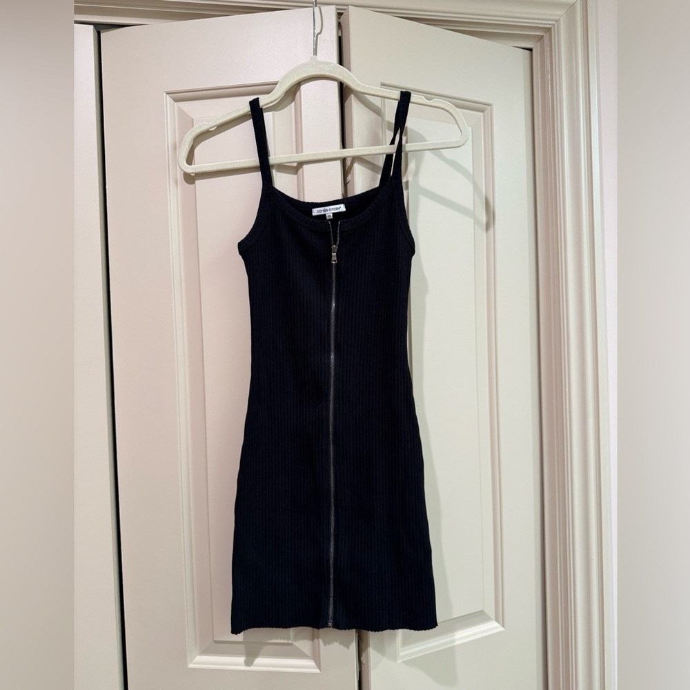 Cotton Citizen Black Zip-Front Mini Dress